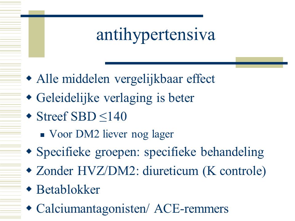 antihypertensiva Alle middelen vergelijkbaar effect