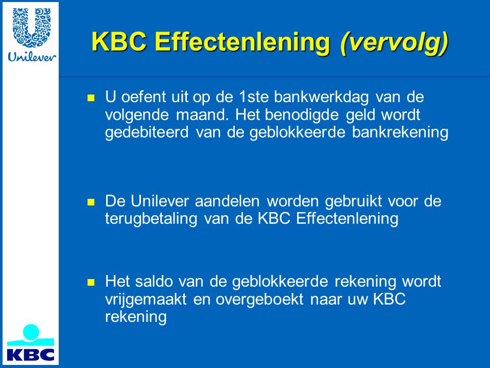KBC Effectenlening (vervolg)