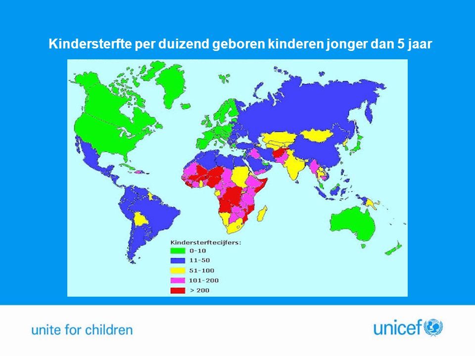 Kindersterfte per duizend geboren kinderen jonger dan 5 jaar