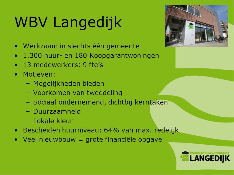 WBV Langedijk Werkzaam in slechts één gemeente