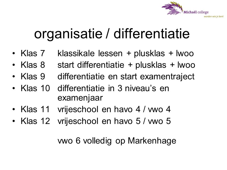 organisatie / differentiatie
