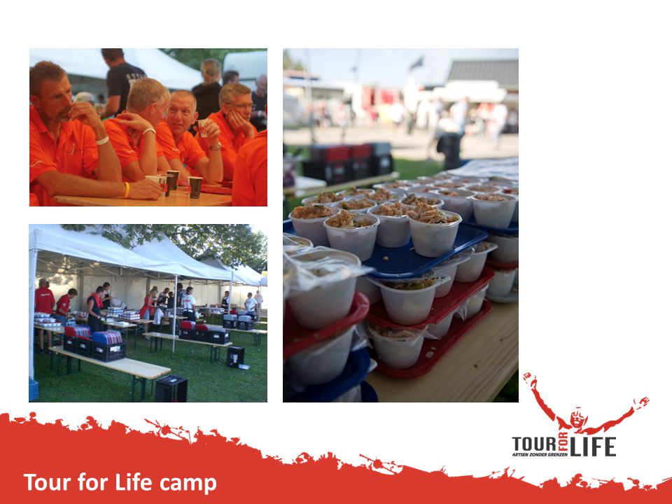 Ontbijt en avondeten Tour for Life camp