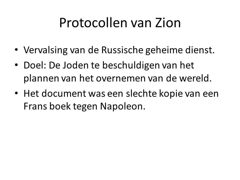 Protocollen van Zion Vervalsing van de Russische geheime dienst.