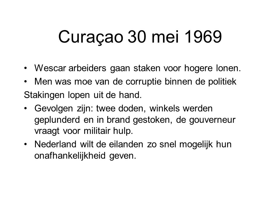 Curaçao 30 mei 1969 Wescar arbeiders gaan staken voor hogere lonen.