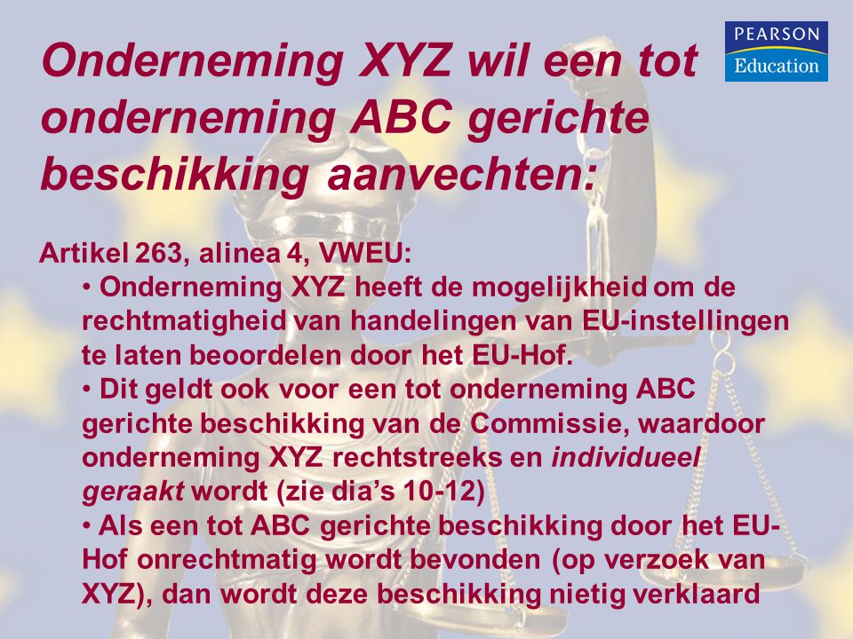 Onderneming XYZ wil een tot onderneming ABC gerichte beschikking aanvechten: