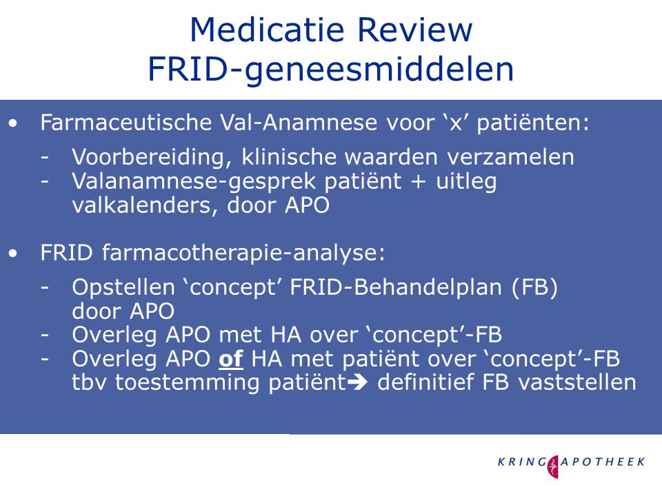 Medicatie Review FRID-geneesmiddelen