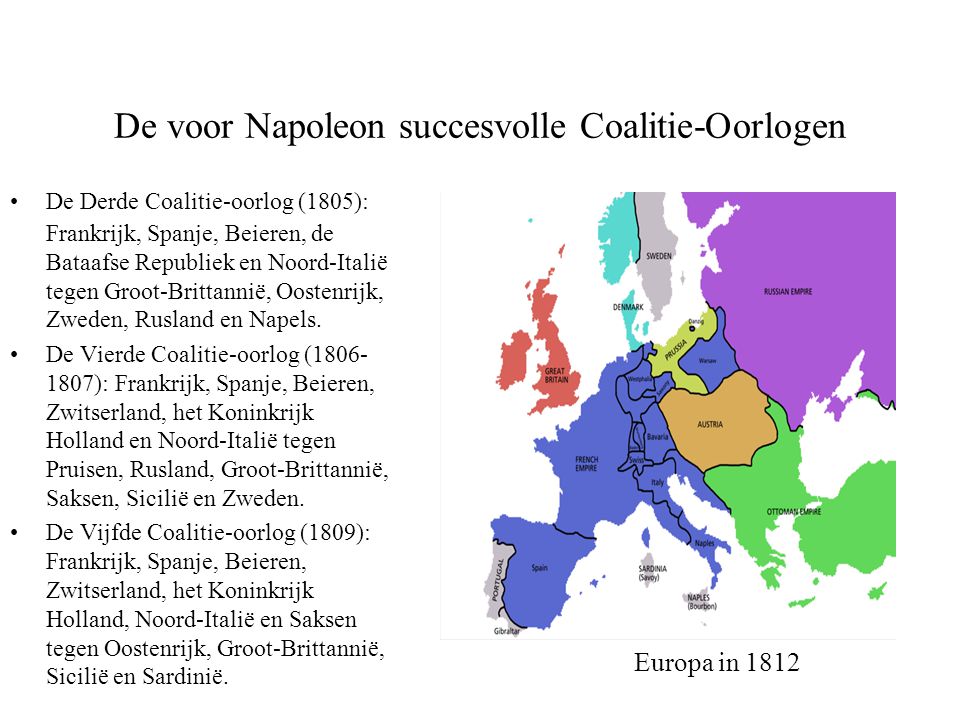 De voor Napoleon succesvolle Coalitie-Oorlogen