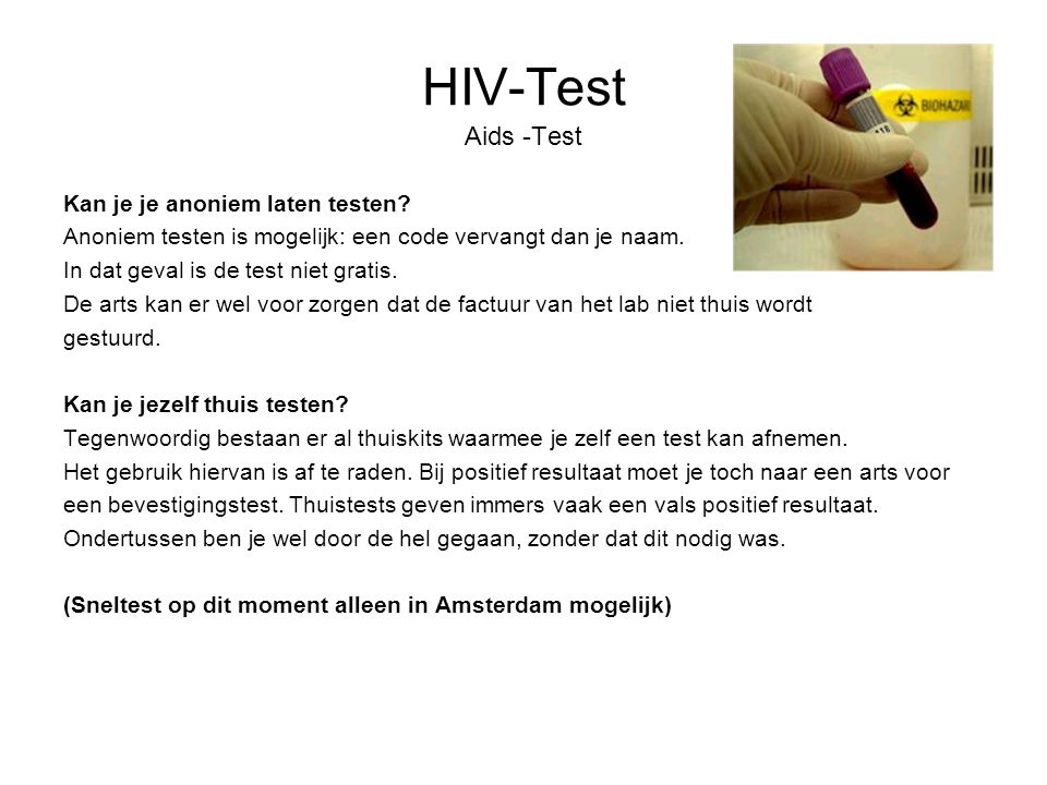 HIV-Test Aids -Test Kan je je anoniem laten testen