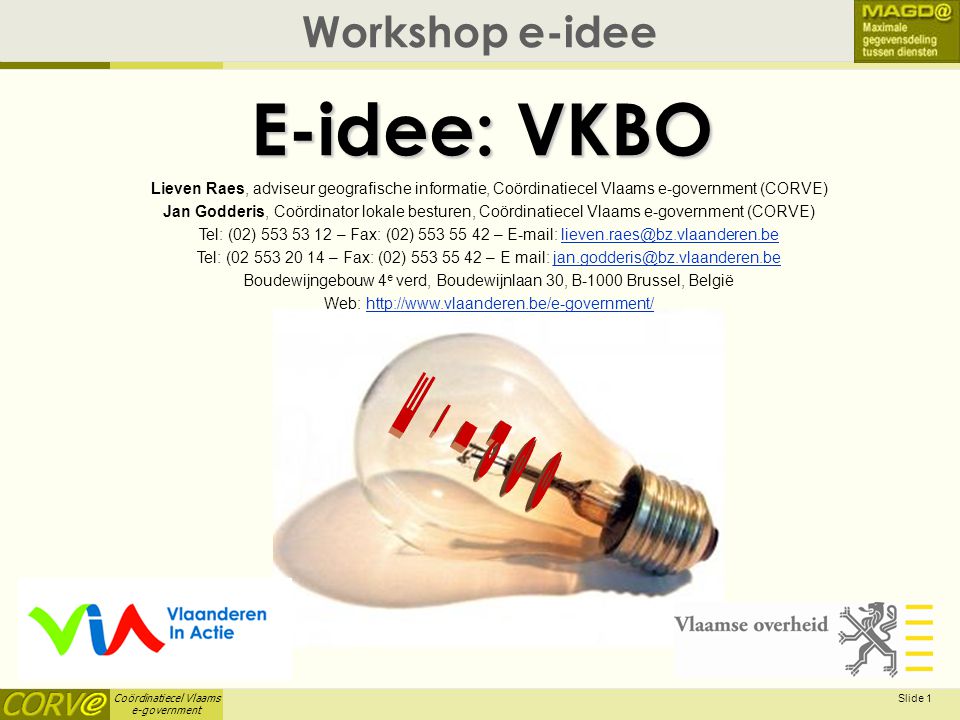 E-idee: VKBO E-Idee Workshop e-idee April 3, 2017