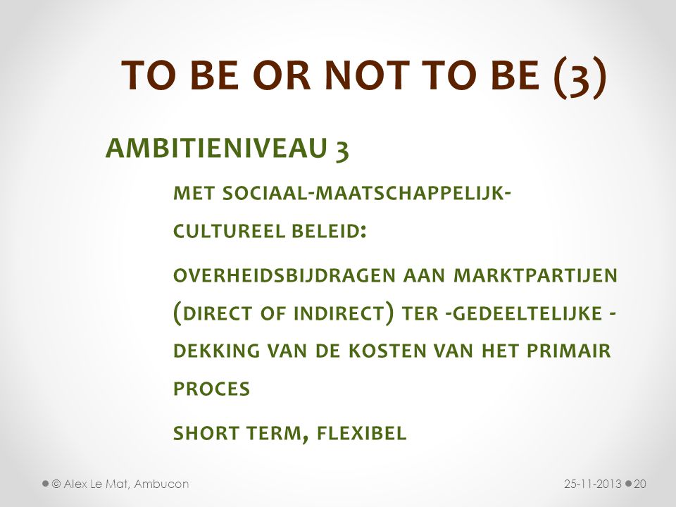 TO BE OR NOT TO BE (3) AMBITIENIVEAU 3