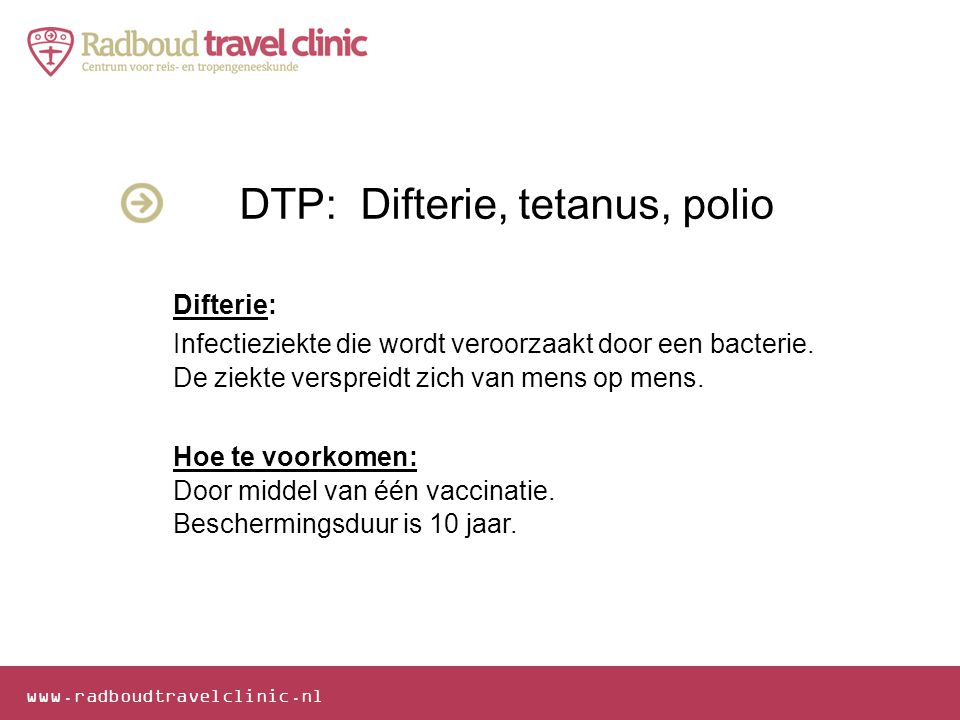 DTP: Difterie, tetanus, polio