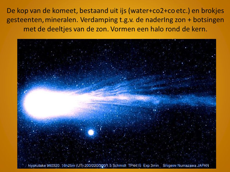 De kop van de komeet, bestaand uit ijs (water+co2+co etc