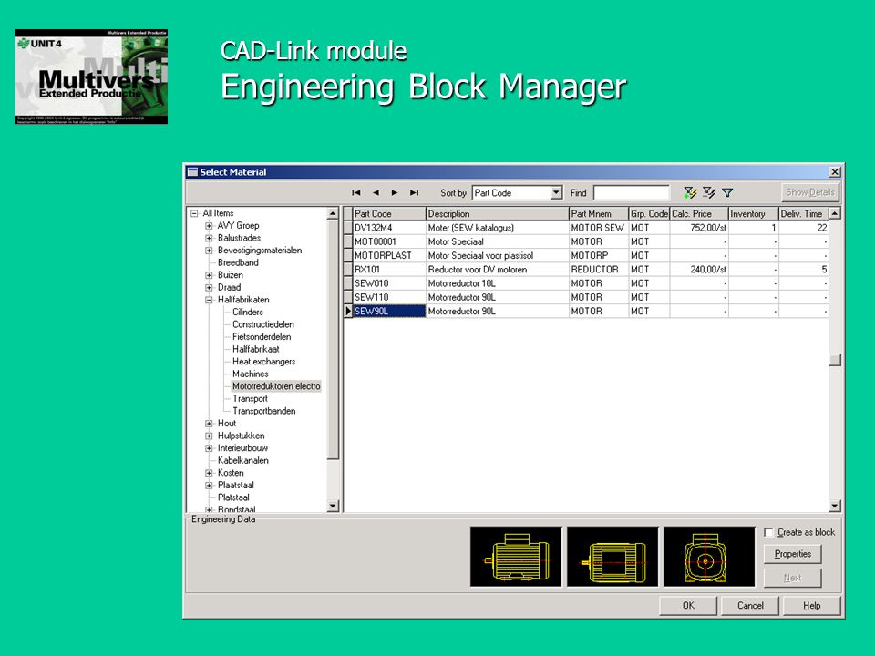 CAD-Link module Engineering Block Manager