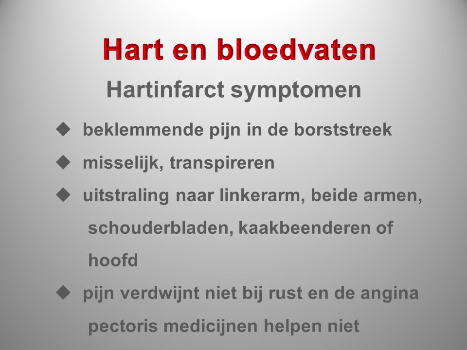 Hart en bloedvaten Hartinfarct symptomen
