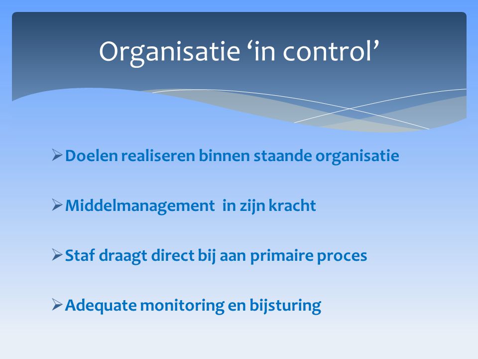Organisatie ‘in control’