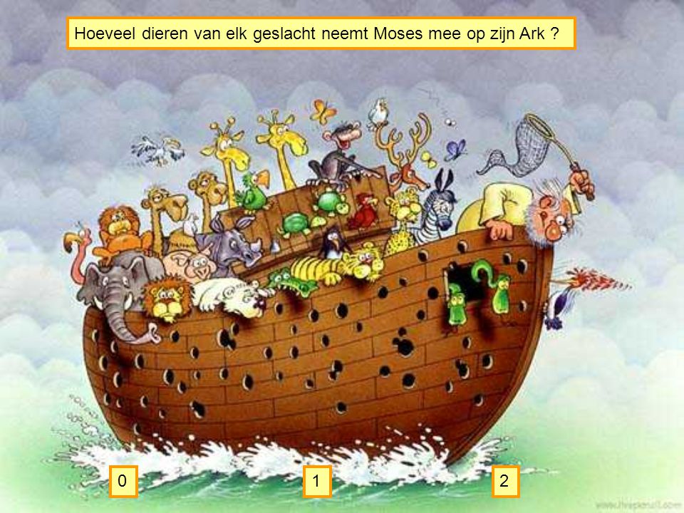 Hoeveel dieren van elk geslacht neemt Moses mee op zijn Ark