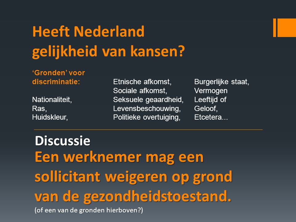 Heeft Nederland gelijkheid van kansen
