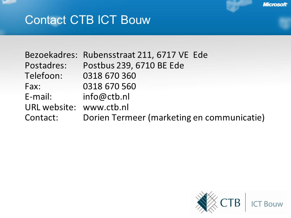 Contact CTB ICT Bouw