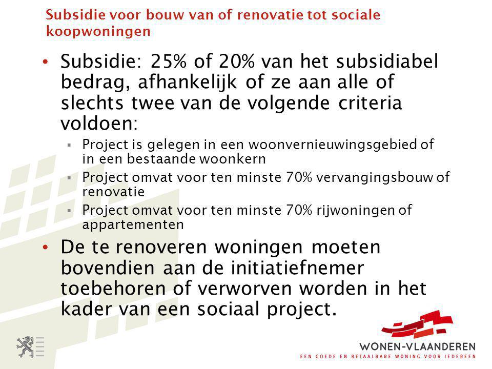 Subsidie voor bouw van of renovatie tot sociale koopwoningen