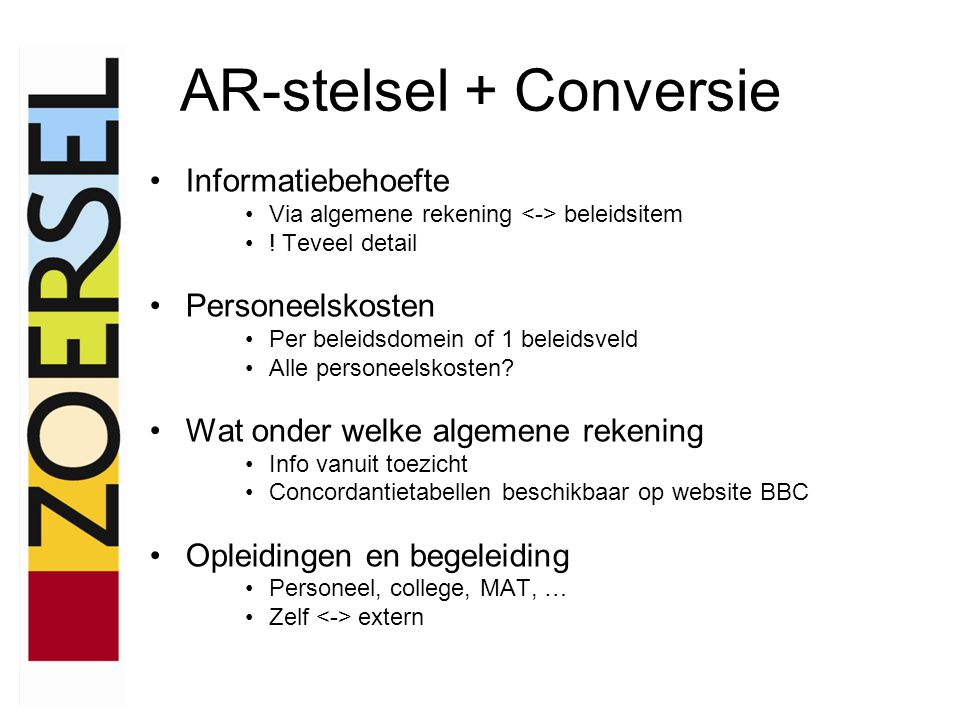 AR-stelsel + Conversie