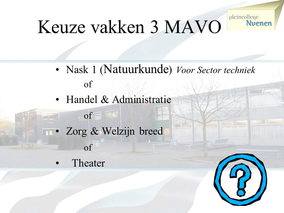 Keuze vakken 3 MAVO Nask 1 (Natuurkunde) Voor Sector techniek