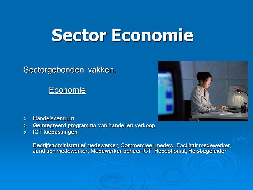 Sector Economie Sectorgebonden vakken: Economie Handelscentrum