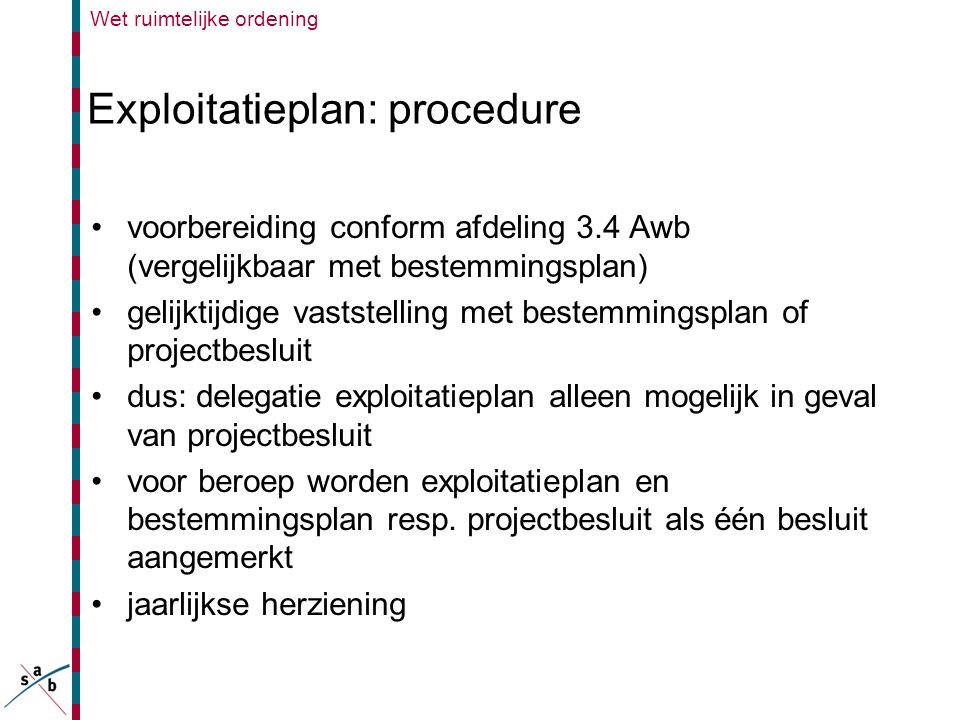 Exploitatieplan: procedure