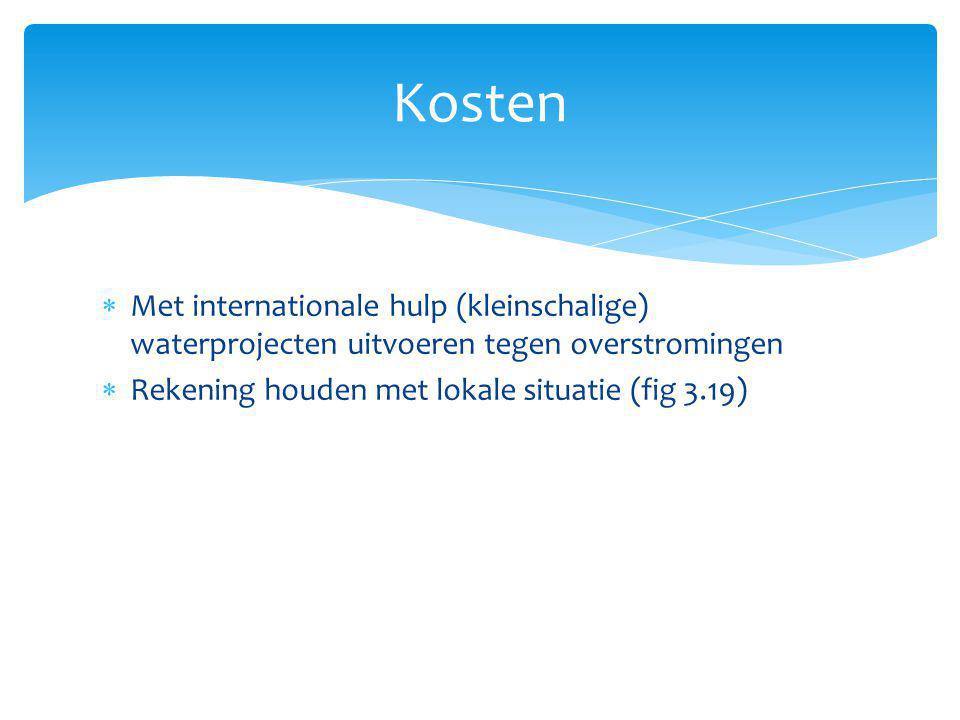 Kosten Met internationale hulp (kleinschalige) waterprojecten uitvoeren tegen overstromingen.