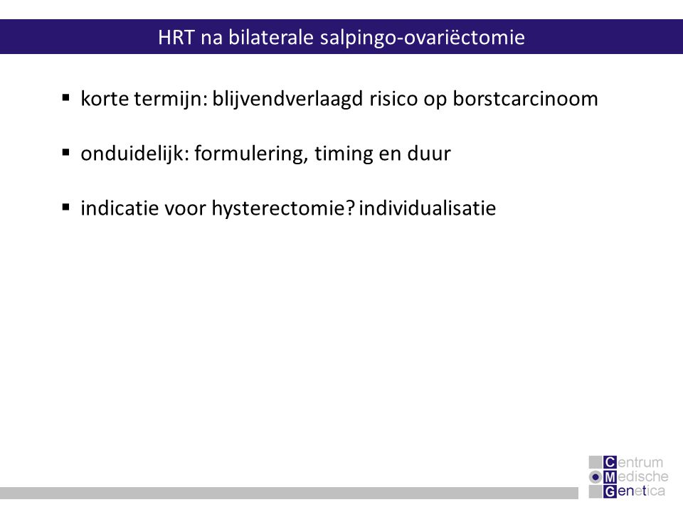 HRT na bilaterale salpingo-ovariëctomie