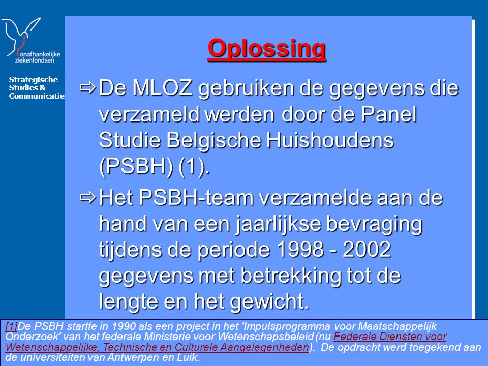 Oplossing De MLOZ gebruiken de gegevens die verzameld werden door de Panel Studie Belgische Huishoudens (PSBH) (1).