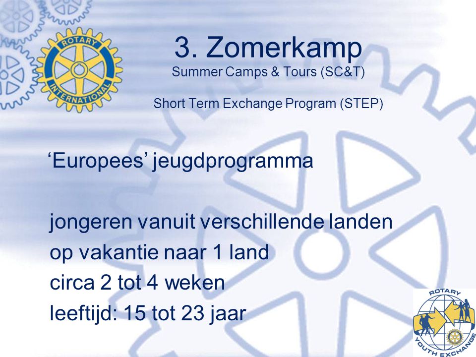 3. Zomerkamp Summer Camps & Tours (SC&T) Short Term Exchange Program (STEP)