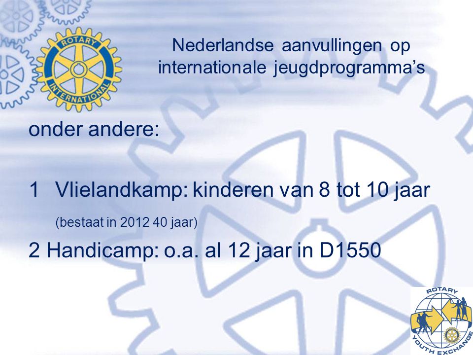 Nederlandse aanvullingen op internationale jeugdprogramma’s