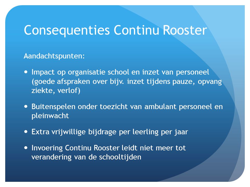 Consequenties Continu Rooster
