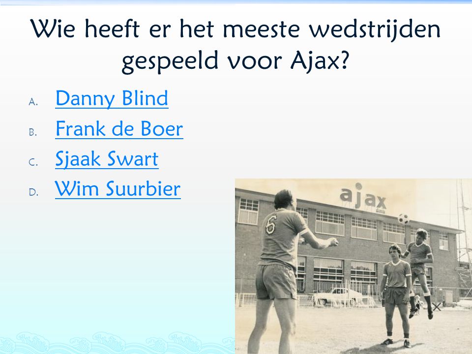 Wie heeft er het meeste wedstrijden gespeeld voor Ajax