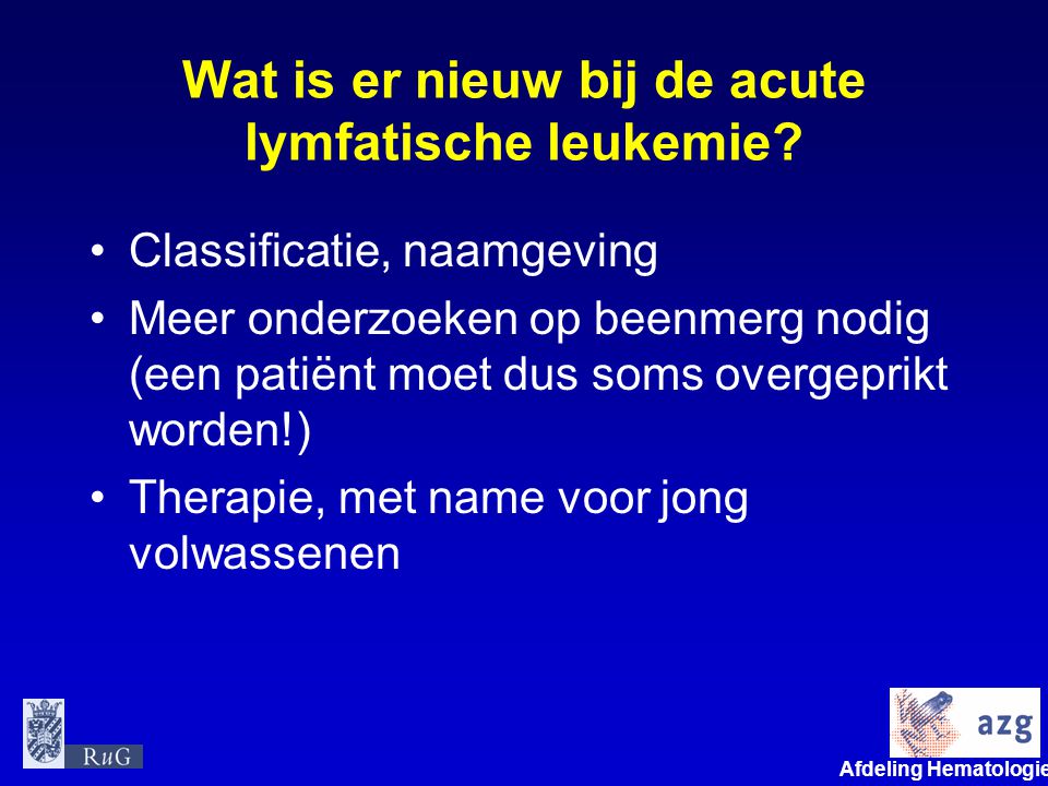 Wat is er nieuw bij de acute lymfatische leukemie