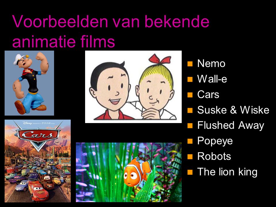 Voorbeelden van bekende animatie films