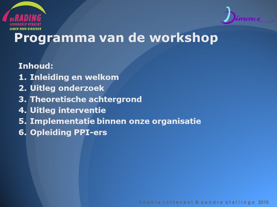 Programma van de workshop