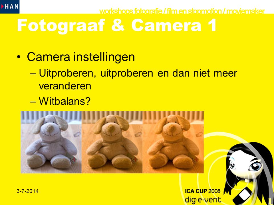 Fotograaf & Camera 1 Camera instellingen