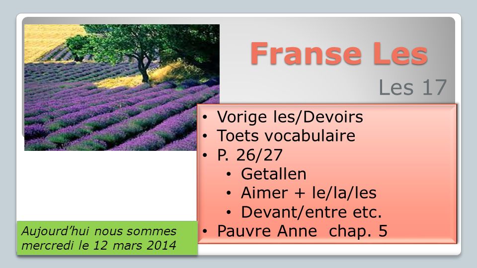 Franse Les Les 17 Vorige les/Devoirs Toets vocabulaire P. 26/27