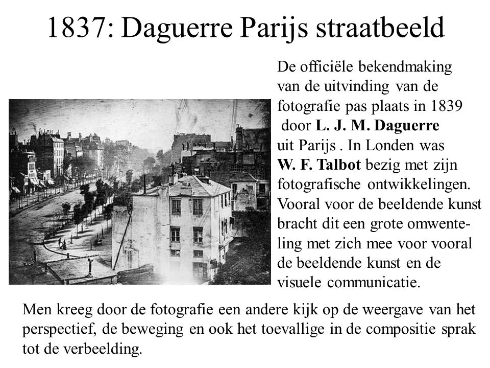 1837: Daguerre Parijs straatbeeld