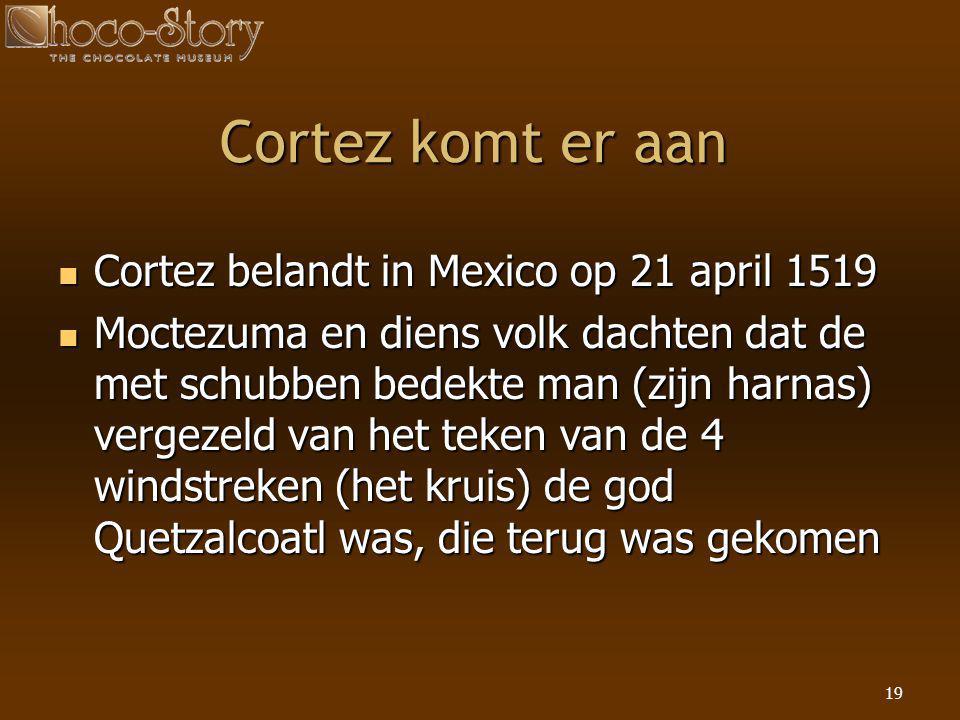 Cortez komt er aan Cortez belandt in Mexico op 21 april 1519