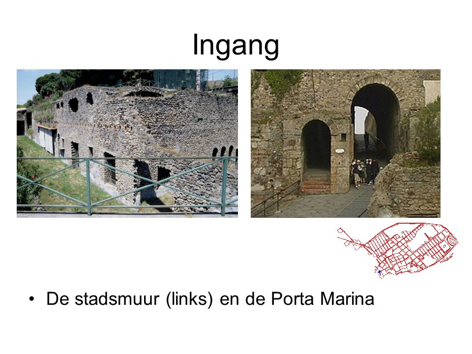 Ingang De stadsmuur (links) en de Porta Marina