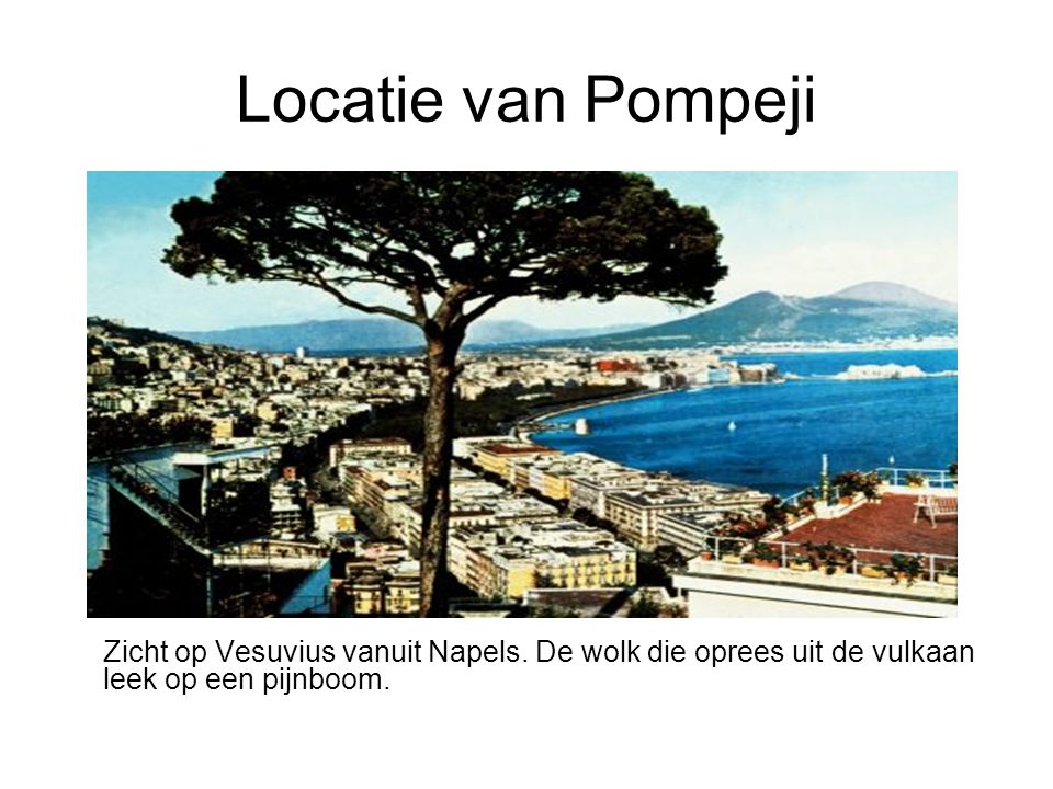 Locatie van Pompeji Zicht op Vesuvius vanuit Napels.