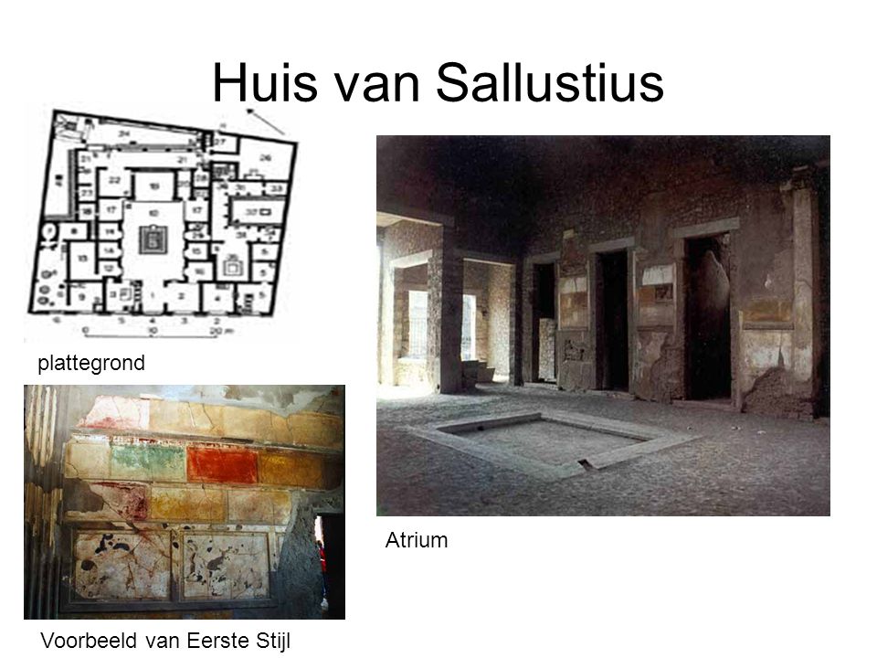 Huis van Sallustius plattegrond Atrium Voorbeeld van Eerste Stijl