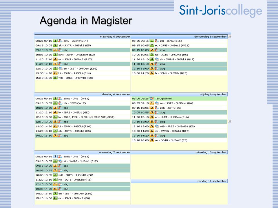 Agenda in Magister