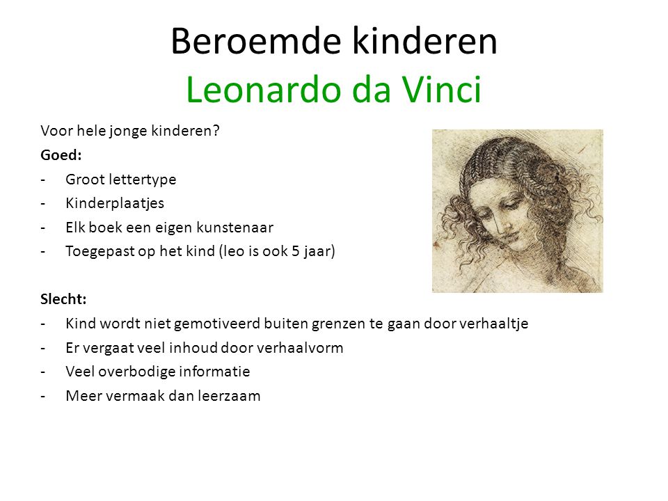 Beroemde kinderen Leonardo da Vinci