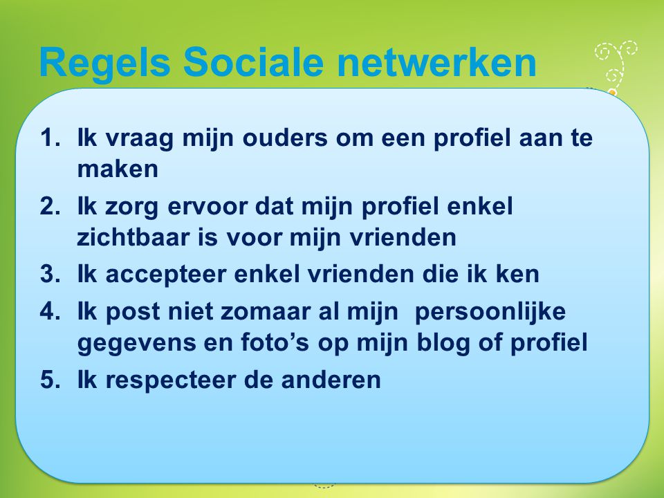 Regels Sociale netwerken