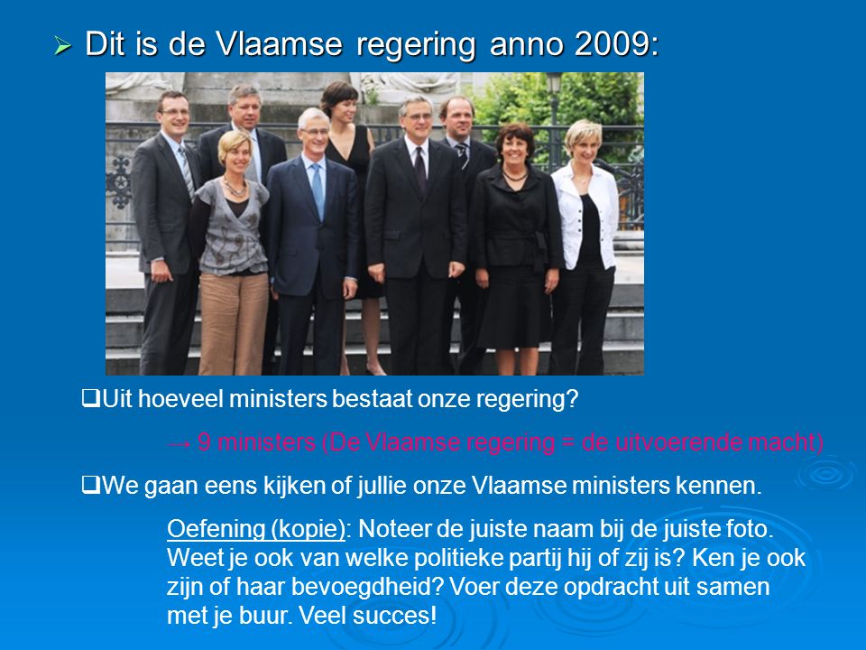 Dit is de Vlaamse regering anno 2009:
