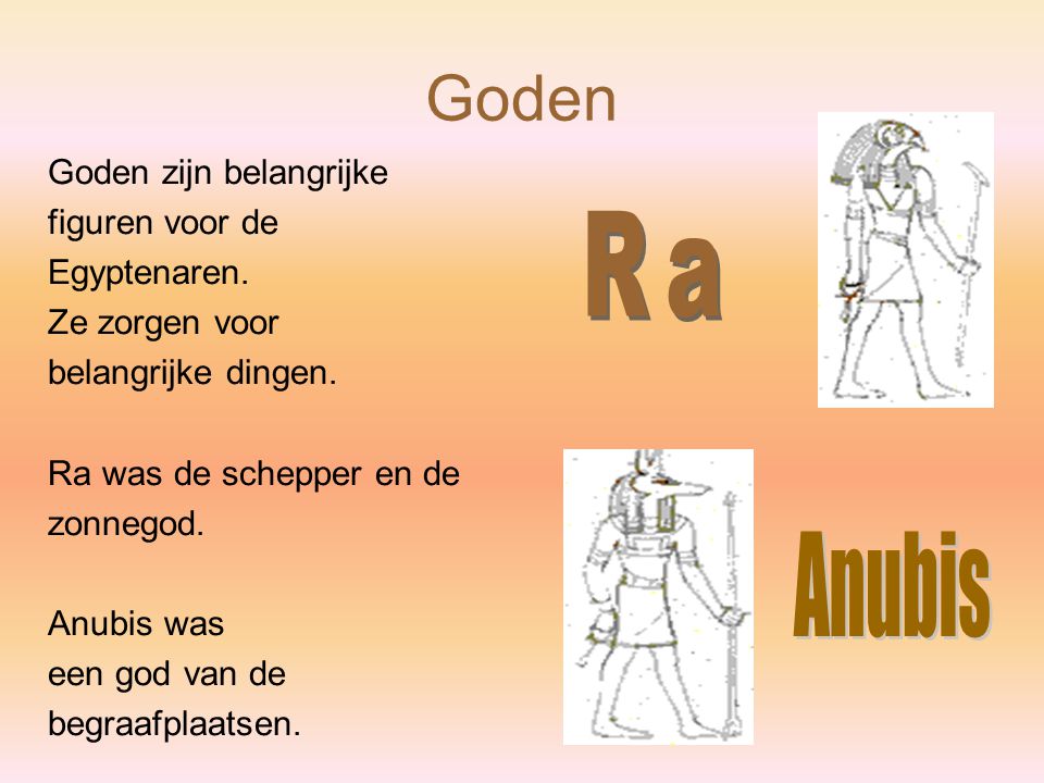 Goden Ra Anubis Goden zijn belangrijke figuren voor de Egyptenaren.