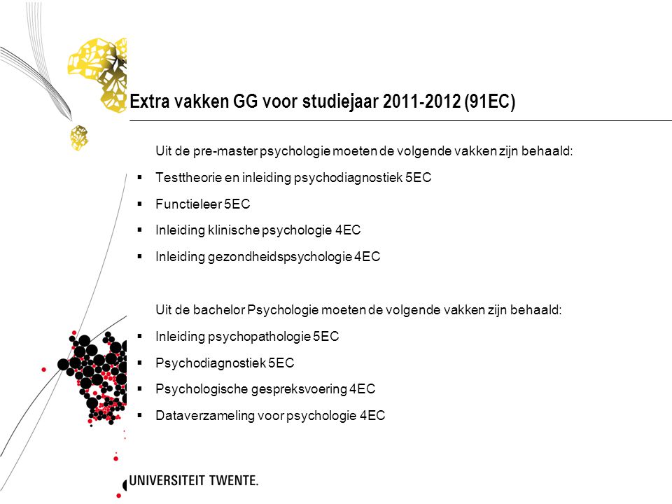Extra vakken GG voor studiejaar (91EC)